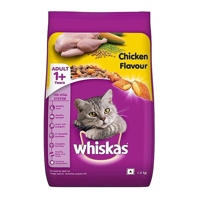 Whiskas Adult (+1 year) Dry Cat Food, Chicken Flavour, 1.2kg